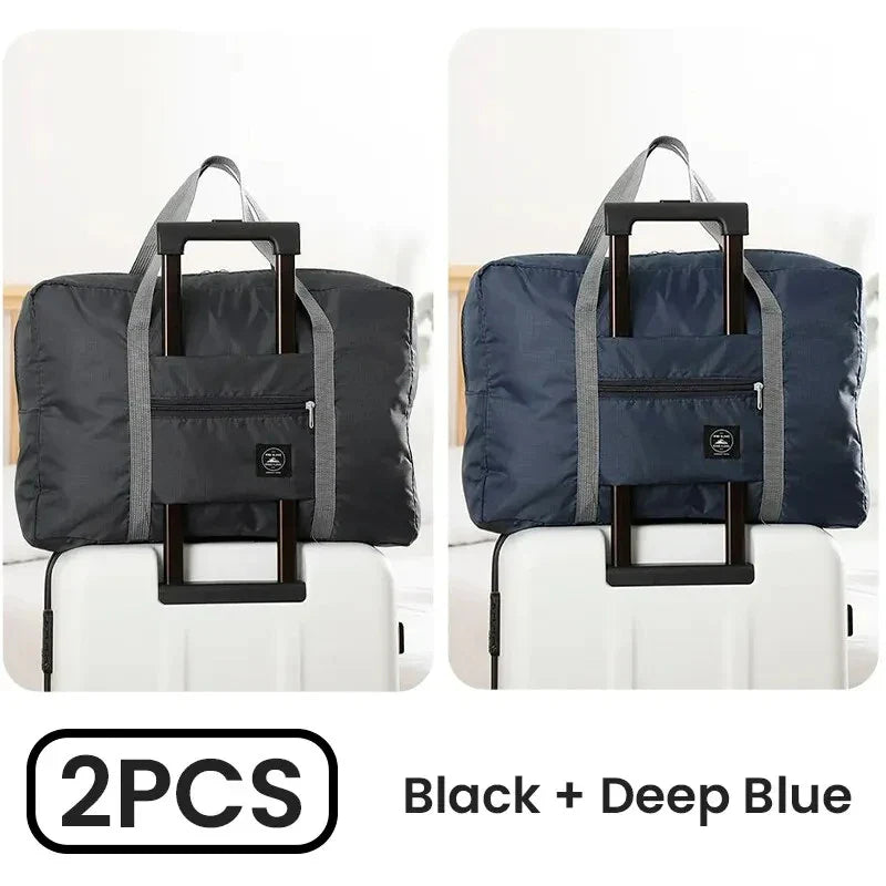 2-Pack Foldable Travel Duffel Bag Lightweight Carry-On Weekender & Gym Tote for Women and Men