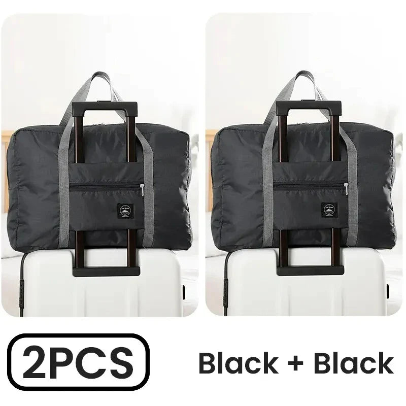 2-Pack Foldable Travel Duffel Bag Lightweight Carry-On Weekender & Gym Tote for Women and Men