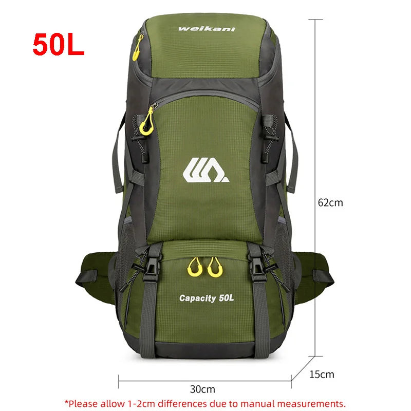 50L Waterproof Hiking Backpack for Men & Women Travel Camping Climbing Rucksack