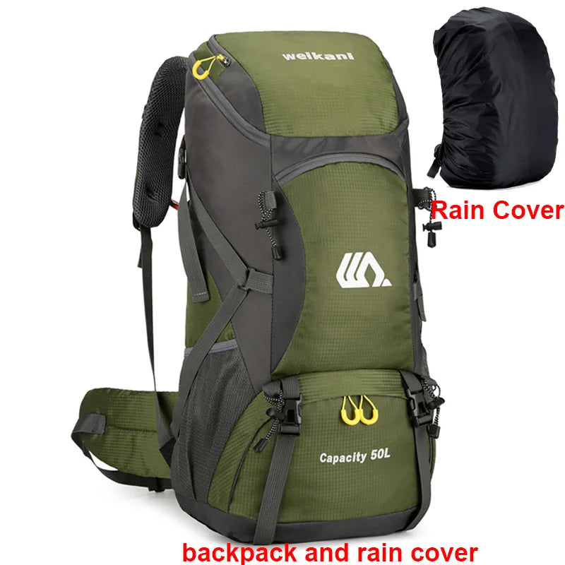 50L Waterproof Hiking Backpack for Men & Women Travel Camping Climbing Rucksack
