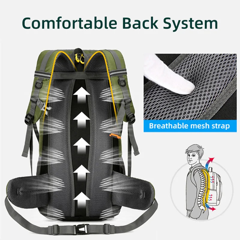 50L Waterproof Hiking Backpack for Men & Women Travel Camping Climbing Rucksack