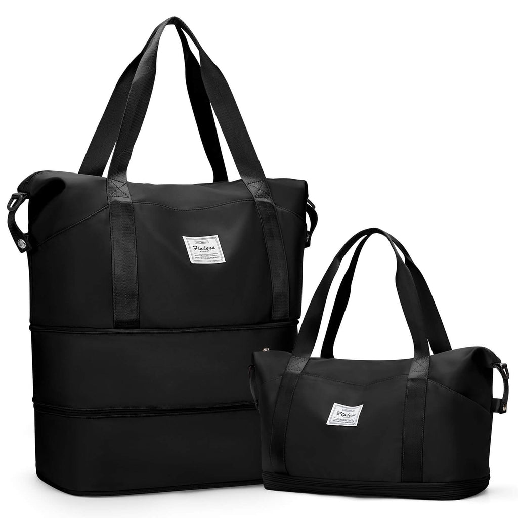 Waterproof Expandable Travel Duffle Bag for Men and Women - Black