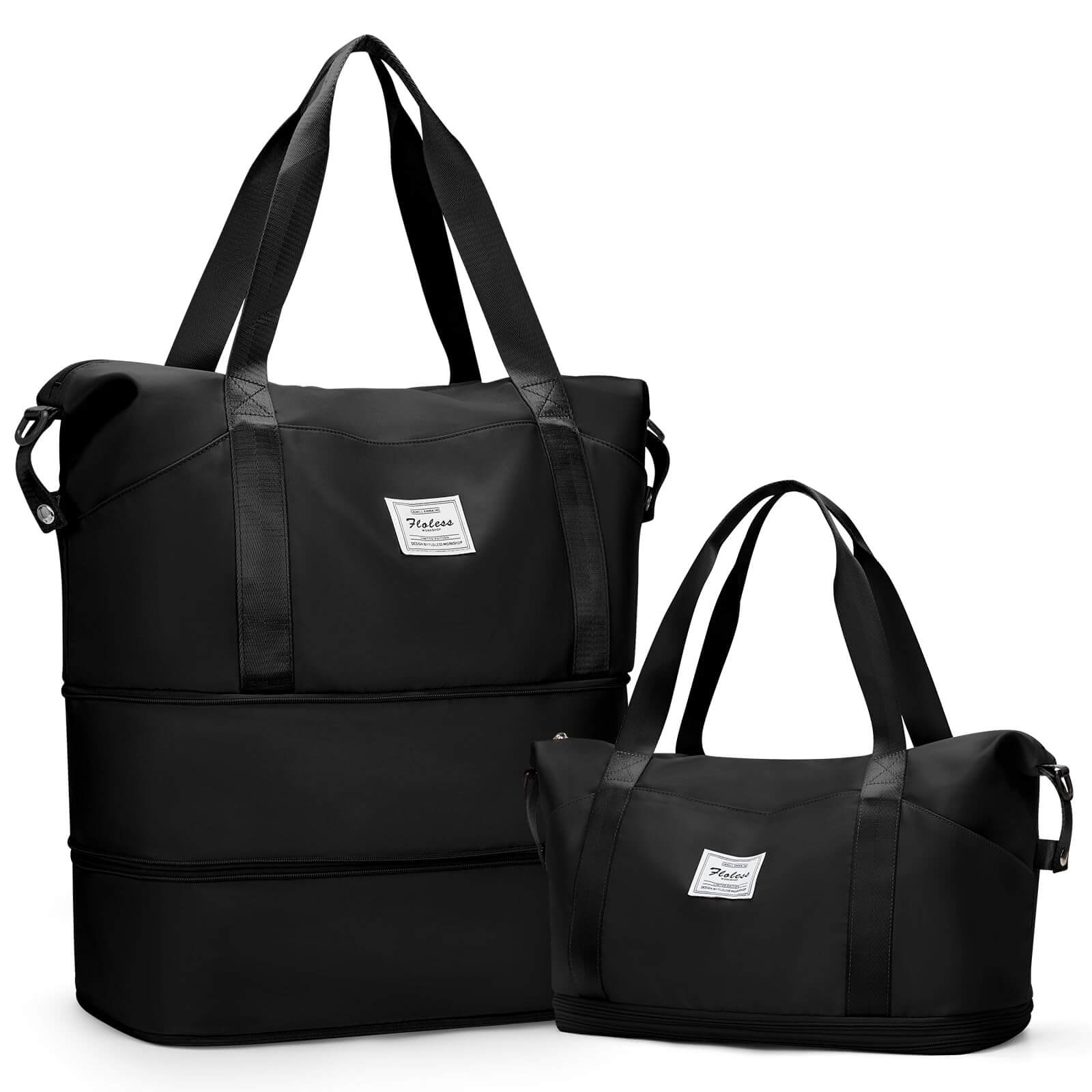 Waterproof Expandable Travel Duffle Bag for Men and Women - Black